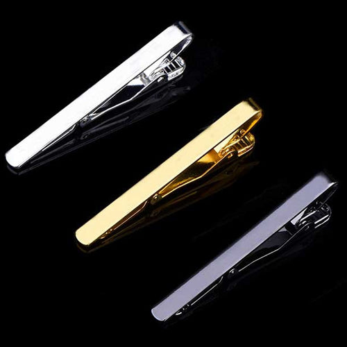 1 pcs Fashion Style Tie Clip For Men Metal Silver Gold Tone Simple Bar Clasp Practical Necktie Clasp